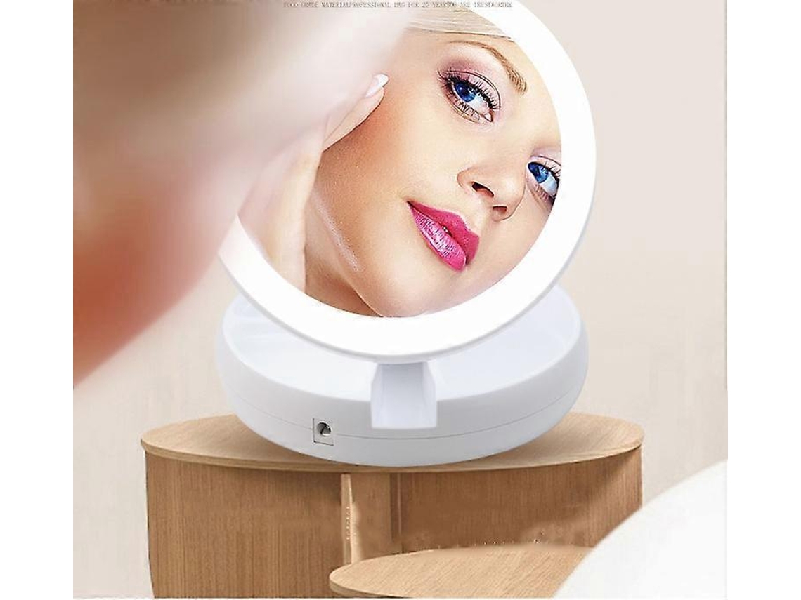 Led Folding Makeup Mirror 21 Light Rechargeable Table Lamp Double-sided Mirror Adjustment Mirror