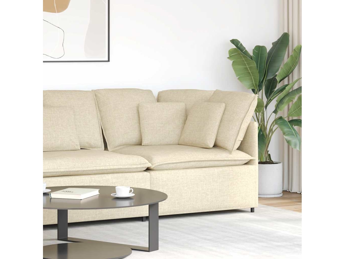 Vidaxl Módulo De Canto Para Sofá Modular Com Almofadas, Cor Creme, 100 Cm