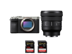 A7c Ii Prateado + Fe Pz 16 35mm F/4 G + 2 Sandisk 128gb Uhs ii 300mb/s Máquina Fotográfica Híbrida + Ebook Pricedirect SONY