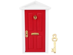 Ats puerta de Madera para Casa de Muñecas 1:12 Juguete Divertido Regalo Decoración Niños (vermelho)
