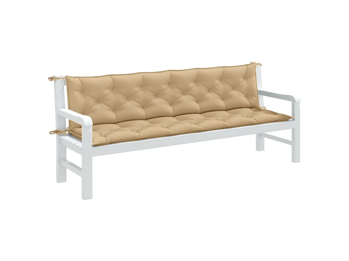 Vidaxl Almofadões Banco Jardim 2pcs 200x50x7cm Mesclado Tecido Bege