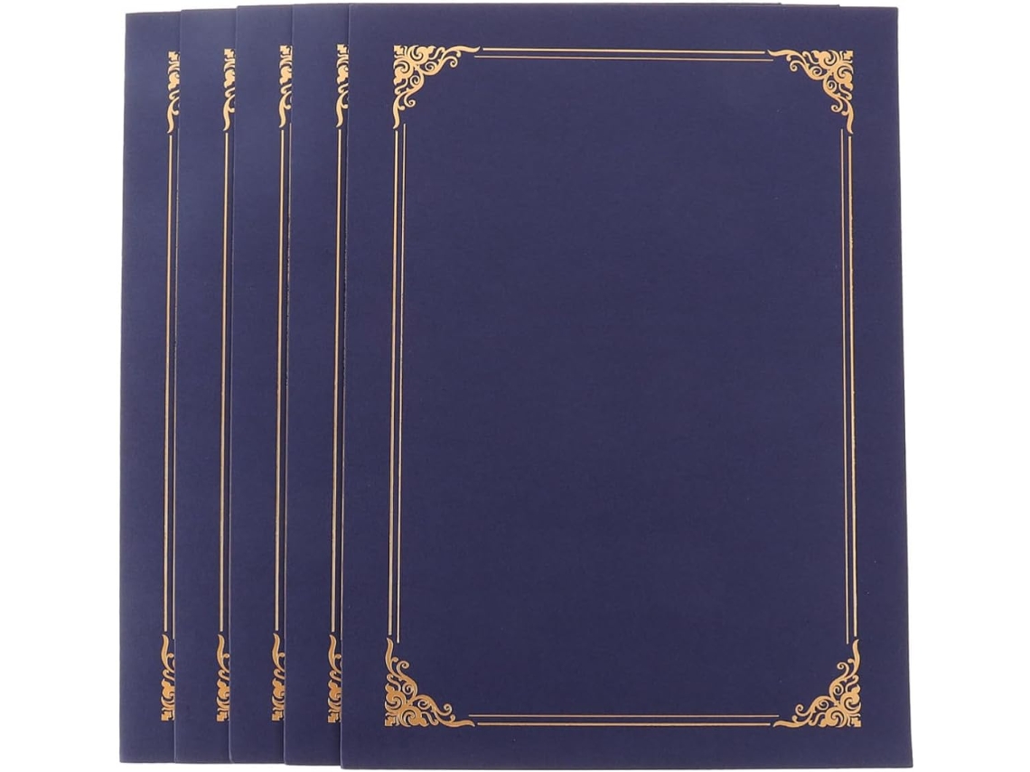 Tidtaleo 5pcs Capa De Certificado Em Papel Azul Para Diplomas E Documentos Multiuso E Prática Para Guarda Na