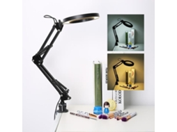 Lupa com luz LED ampliação 5X, lâmpada de mesa para leitura, preta ABI26 VGEBY