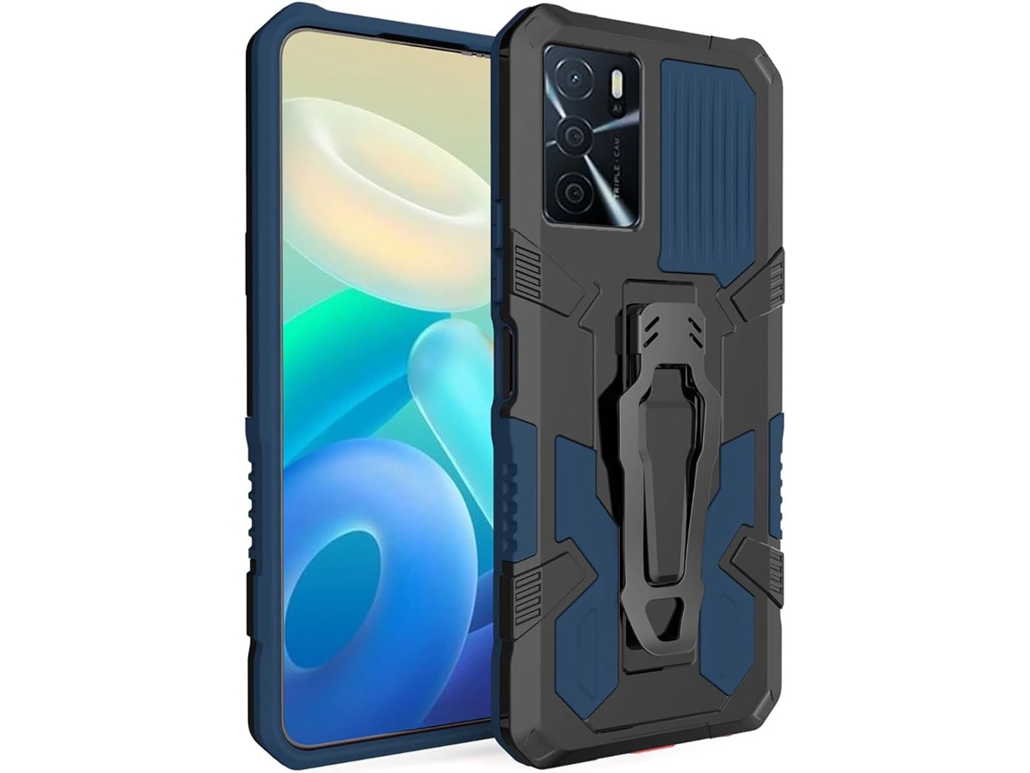 Capa Clipe Cinto Armadura Robusta Camada Militar Antiqueda Párachoques para Oppo Oppo A16 HONGWE. Acrílico Azul