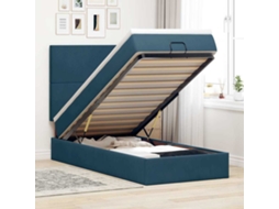 Vidaxl Estrutura De Cama Otomana Com Colchões Azul Escuro Veludo
