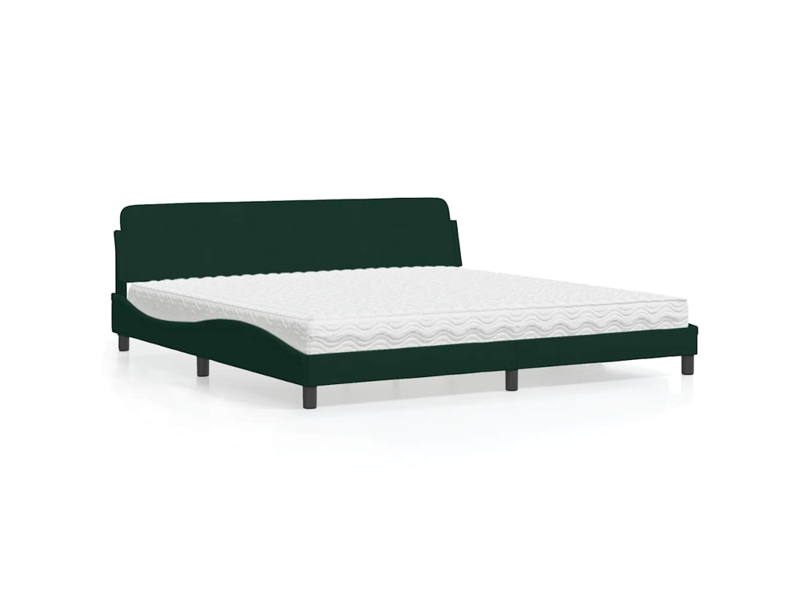 Vidaxl Cama Com Colchão Dover 200x200 Cm Veludo Verde-escuro