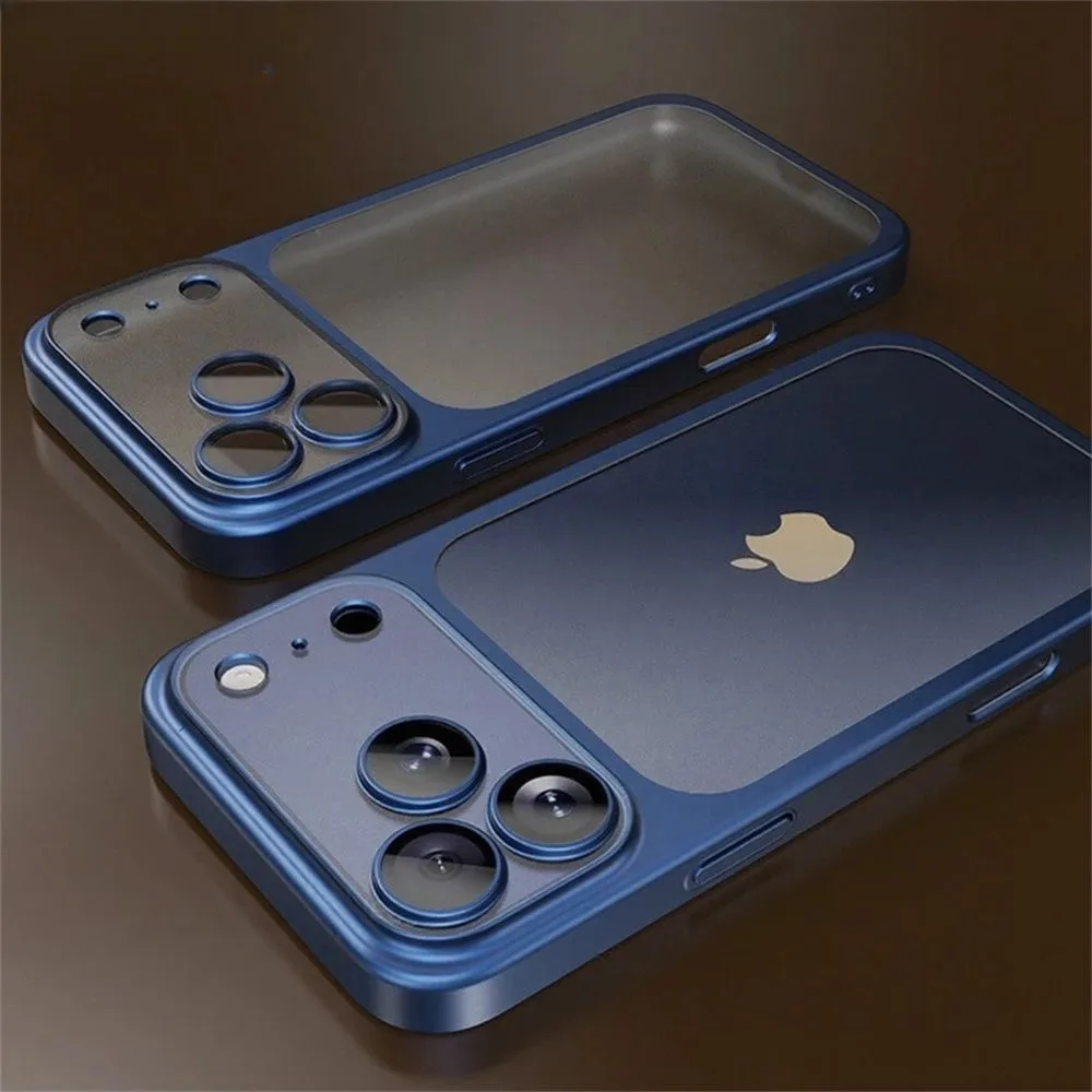 Capa Transparente Eletroplaqueada Para Iphone (azul Marinho, Iphone 17), Com Protetor De Lente.