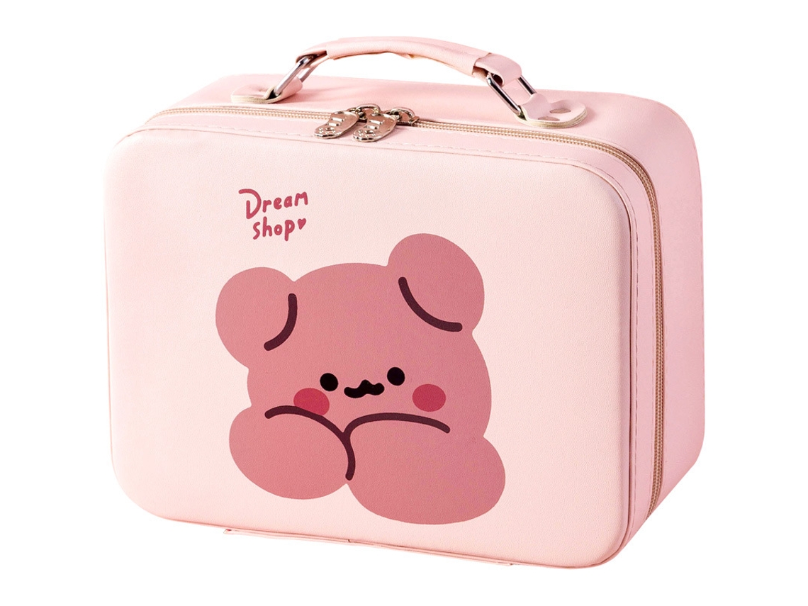 Bolsa Cosmética Portátil Feminina Caixa de Armazenamento de Grande Capacidade Produto 2021 Mala de Viagem Super Grande Rosa Fofinha de Alta Qualidade