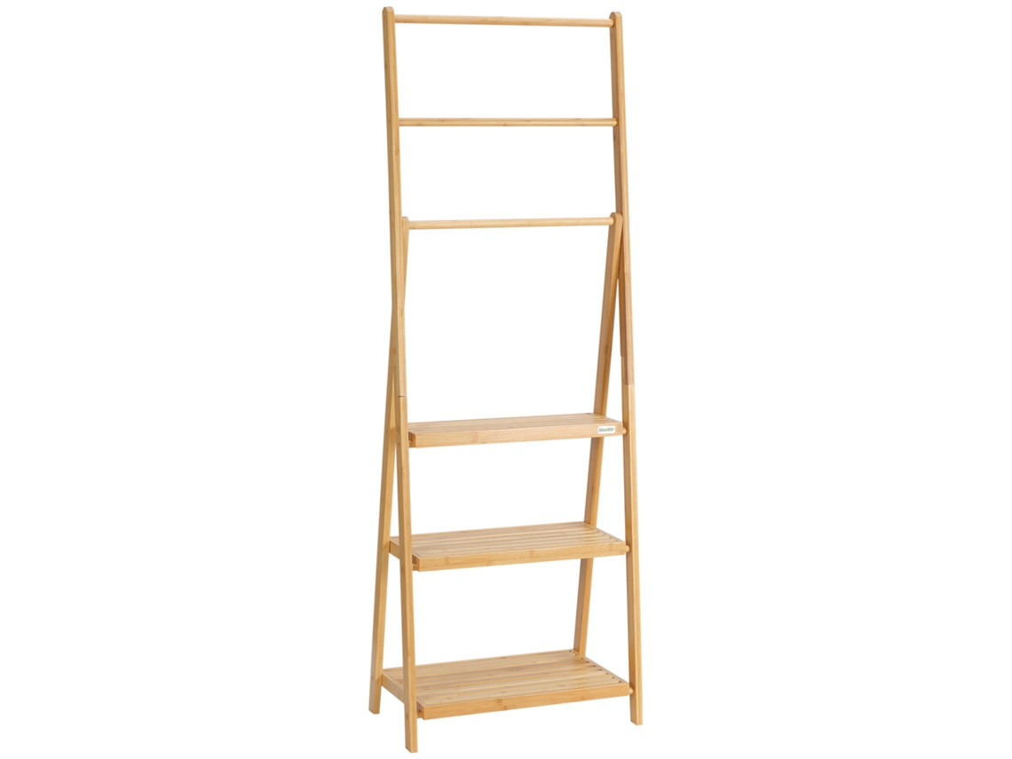 Toalheiro de Pé Bambu Cor Cor de Madeira Natural 53x30,5x152cm Kleankin