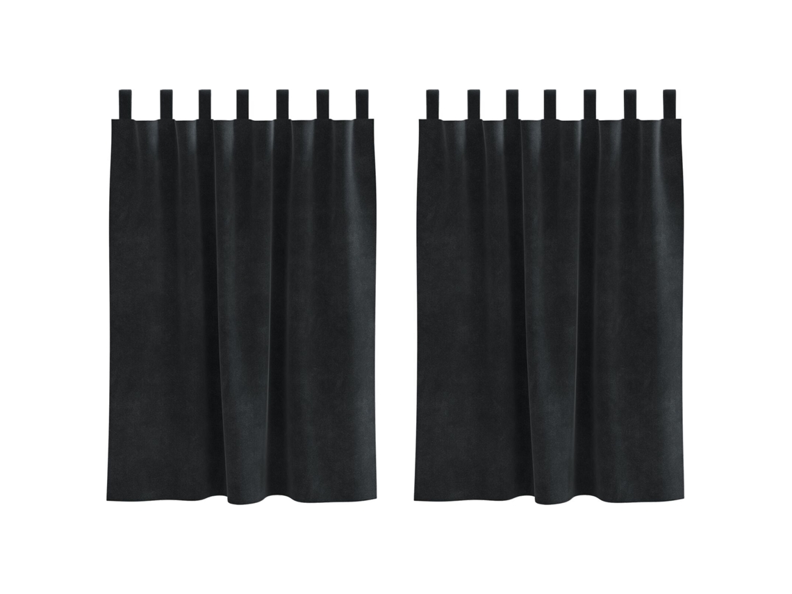 Conjunto 2 Cortinas Opacas Vidaxl Preto Veludo (140 X 140 Cm)