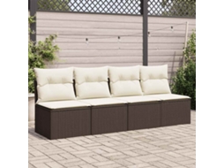 Sofá De Jardim Com Almofadões 4 Lugares Vime Pe Castanho Dkd Home Decor