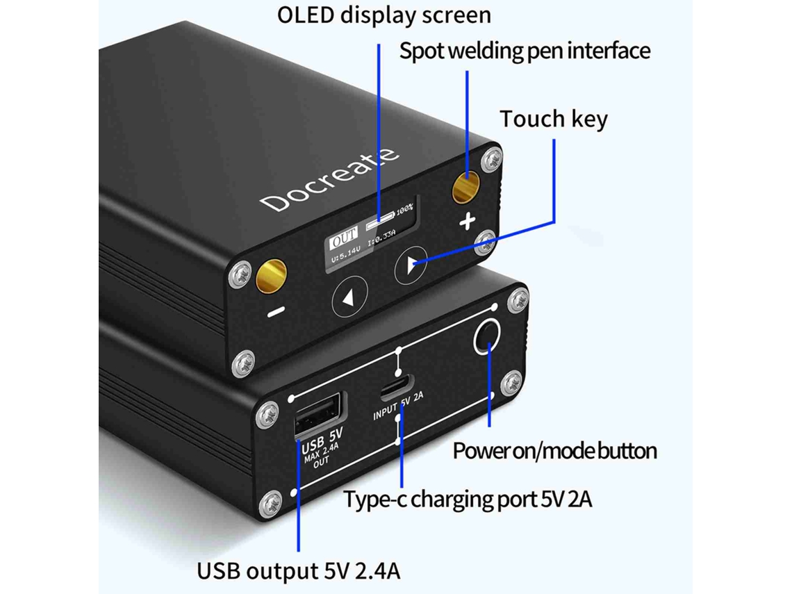 Laxiscreed Mini Soldador Spot Com Ajuste De Potência Em 30 Níveis E Bateria De 5500mah