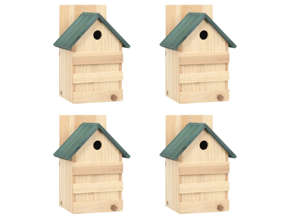 Vidaxl Casas Para Pássaros 4 Pcs 23x19x33 Cm Madeira De Abeto