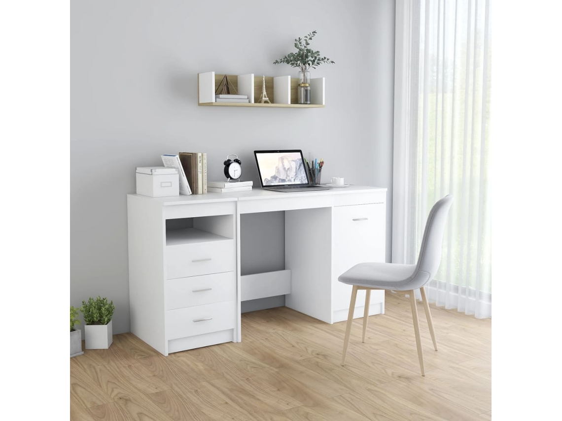 Vidaxl Secretária 140x50x76 Cm Contraplacado Branco