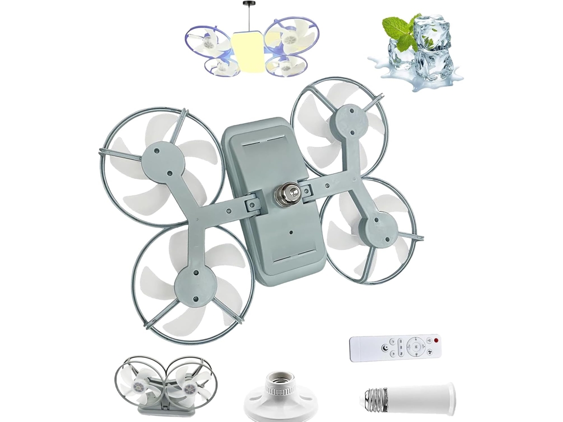 Ventilador De Teto Com Luz Led Estilo Drone – Iluminação Moderna E