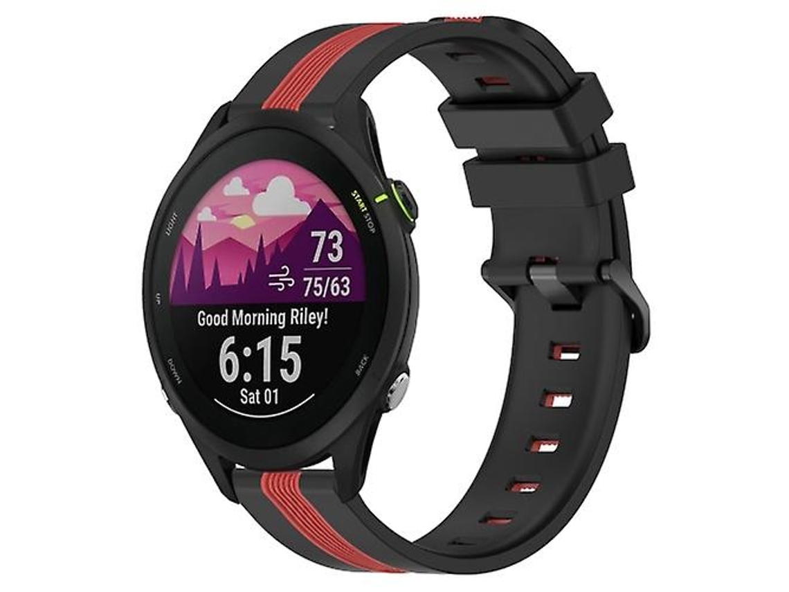 Lurelia Pulseira, Compatível Com Garmin Forerunner 255 22mm De Silicone Vertical Bicolor Preta Vermelho