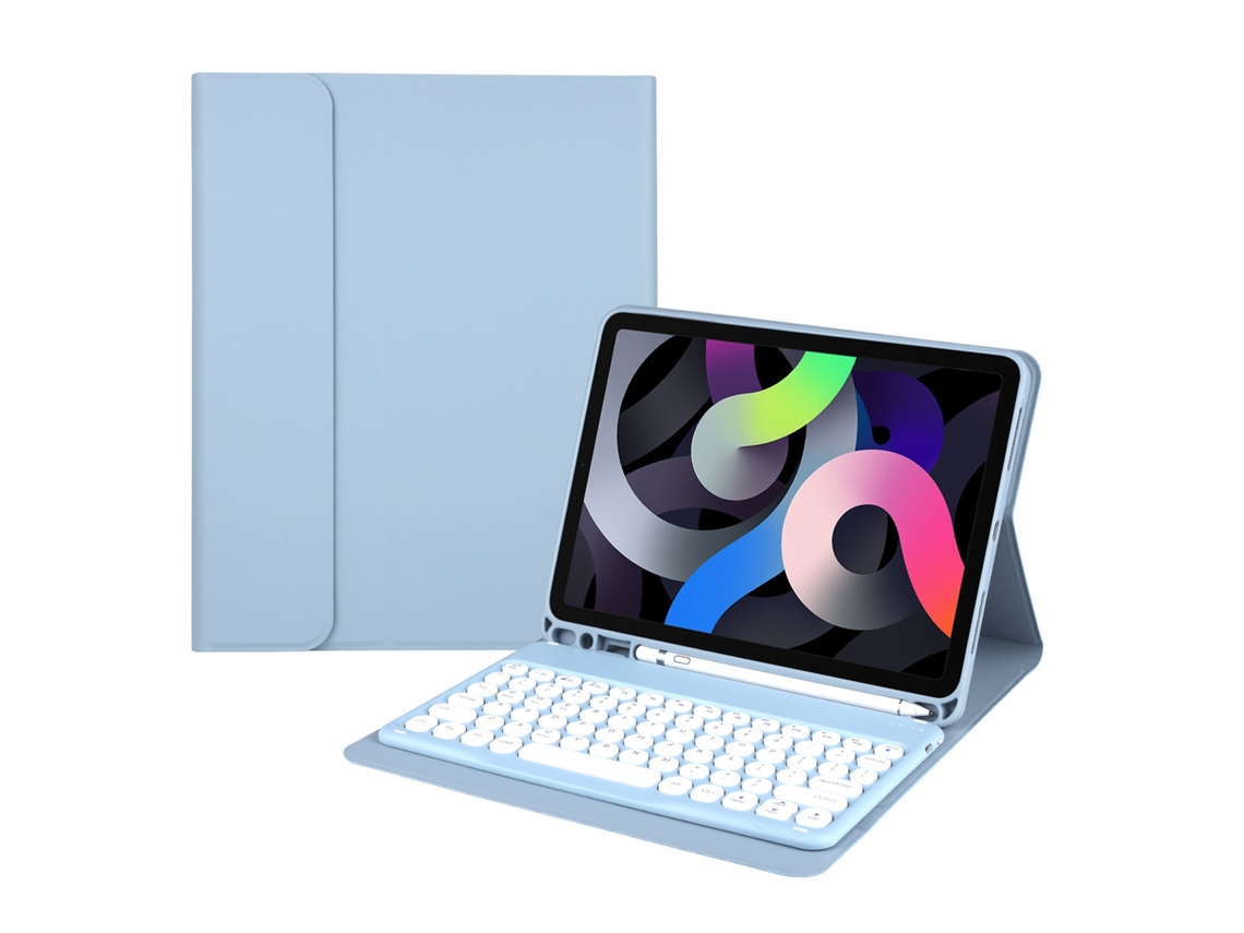 Capa Com Teclado Bluetooth Com Botões Redondos, Compatível Com Ipad 2024 Pro 11 Pol, Azul
