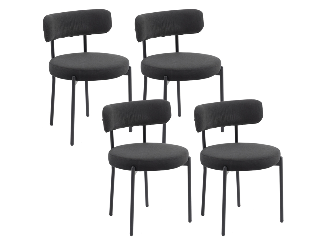 Cadeiras de Jantar 4 Un. 51x51x76 Cm (tecido, Aço, Preto)