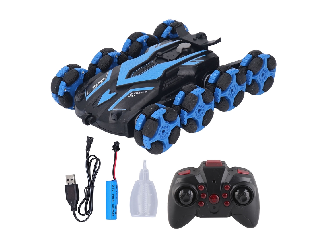 Ats carro de Controle Remoto Acrobático de Duas Faces com Rotação de 360 Graus e Luzes, Brinquedo para Meninos e Meninas Azul