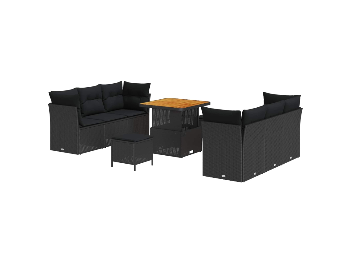 Maison Exclusive - Conjunto De Sofá De Jardim Com Almofada 9 Pcs Preto Vime Pe