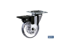 Rueda transp/cromado placa/freno pu ø75mm