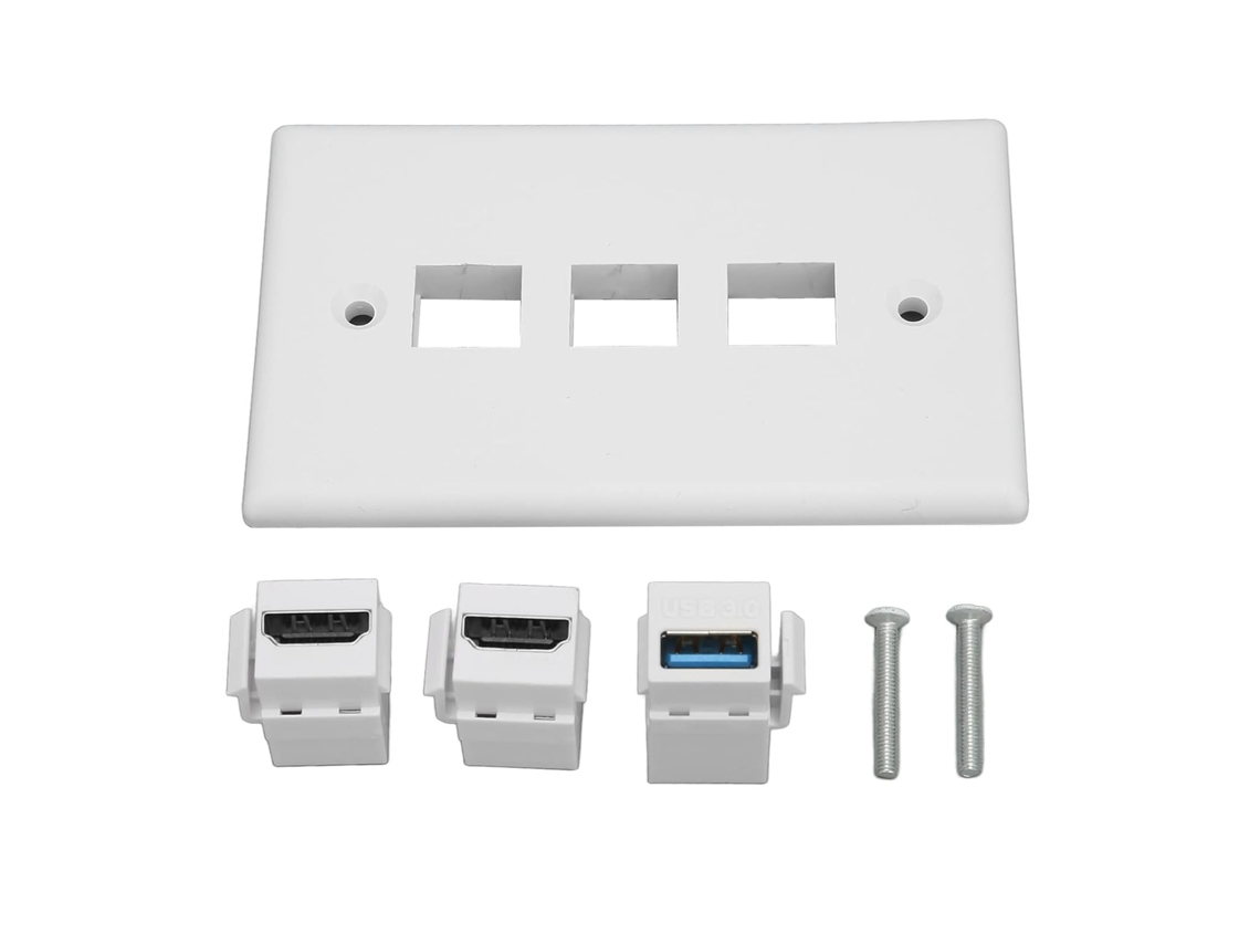 Placa De Parede Usb Com 3 Portas E Interface Multimídia Hd, Perfeita
