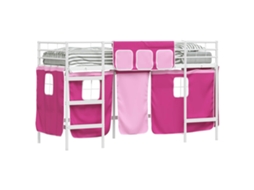 Estrutura de Cama Loft para Crianças com Cortinas Branco e Rosa MAISON EXCLUSIVE