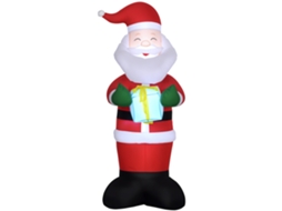 Papai Noel Inflável 180cm com Presente e Luzes de Led, Decoração Natalina Externa e Interna com Insuflador Incluído Ge