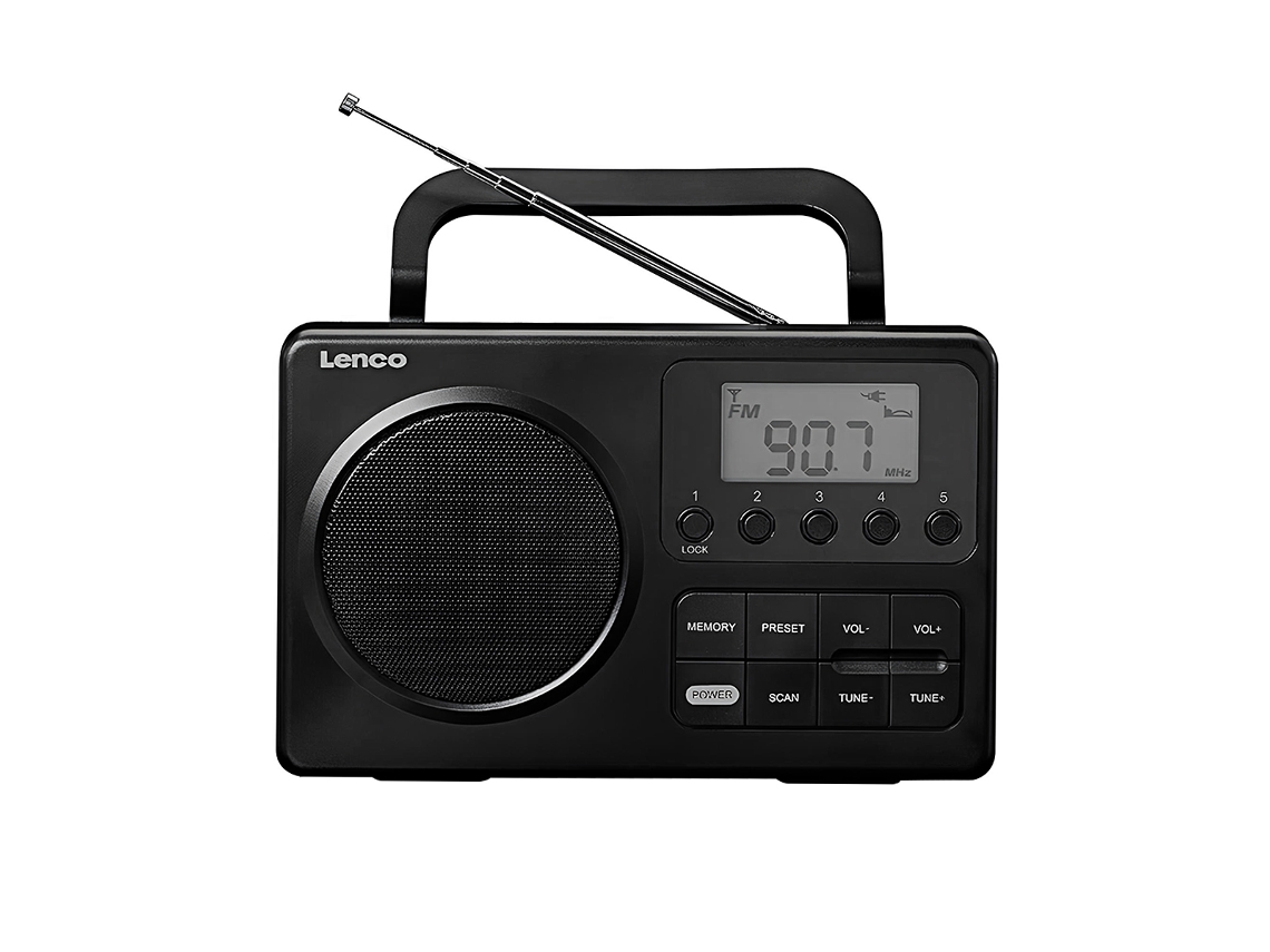 Rádio Portátil Fm com 20 Estações Pré programadas / Ecrã 2.5" Modelo Mpr 035bk LENCO