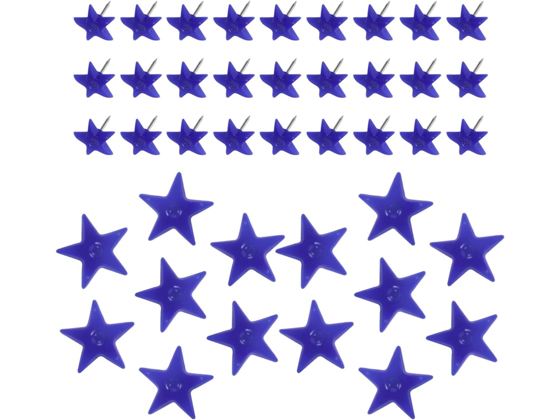 Conjunto De 50 Tachinhas Em Formato Estrela Para Quadro Cortiça, Design Charmoso E Resistente, Em Plástico E Metal