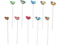 Inoomp Kit de 10 Estacas Decorativas em Formato de Borboleta com Haste Dupla de 7cm, Pvc e Metal, Decoração Moderna CHABERLU