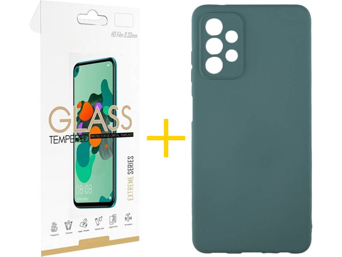 Capa e Película Samsung A32 5G SKYHE Vidro Temperado 4737 Verde