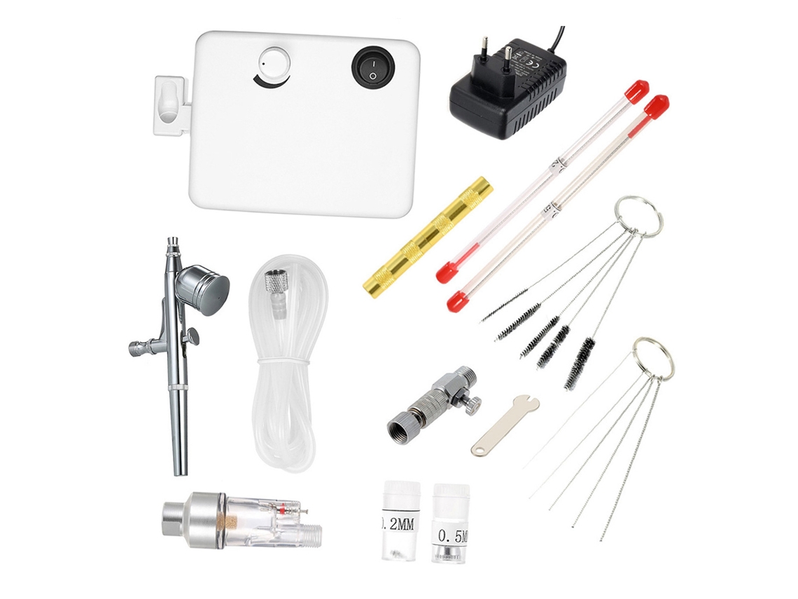 Kit De Aerógrafo Com Compressor Mini Multiusos Para Pintura, Tatuagem, Manicure, Pastéis E Modelos 100-250v