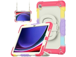 Capa protetora para Samsung Galaxy Tab A9 com suporte e alça de ombro, Hengrongshen vermelho e colorido (SM X210 X215 X216)