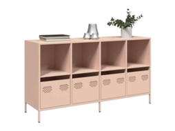 Vidaxl Aparador 135x39x73,5 Cm Aço Laminado A Frio Rosa