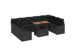 Conjunto 10 Conjunto De Jantar De Jardim Vidaxl Preto Vime Pe (100 X 55 X 73 Cm)