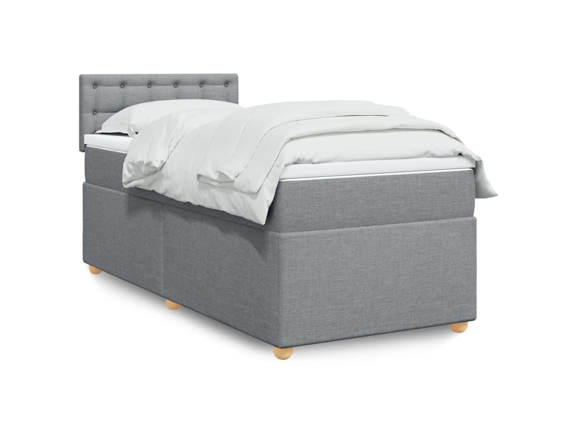 Vidaxl Cama com Molas/colchão 80x200 Cm Tecido Cinza claro