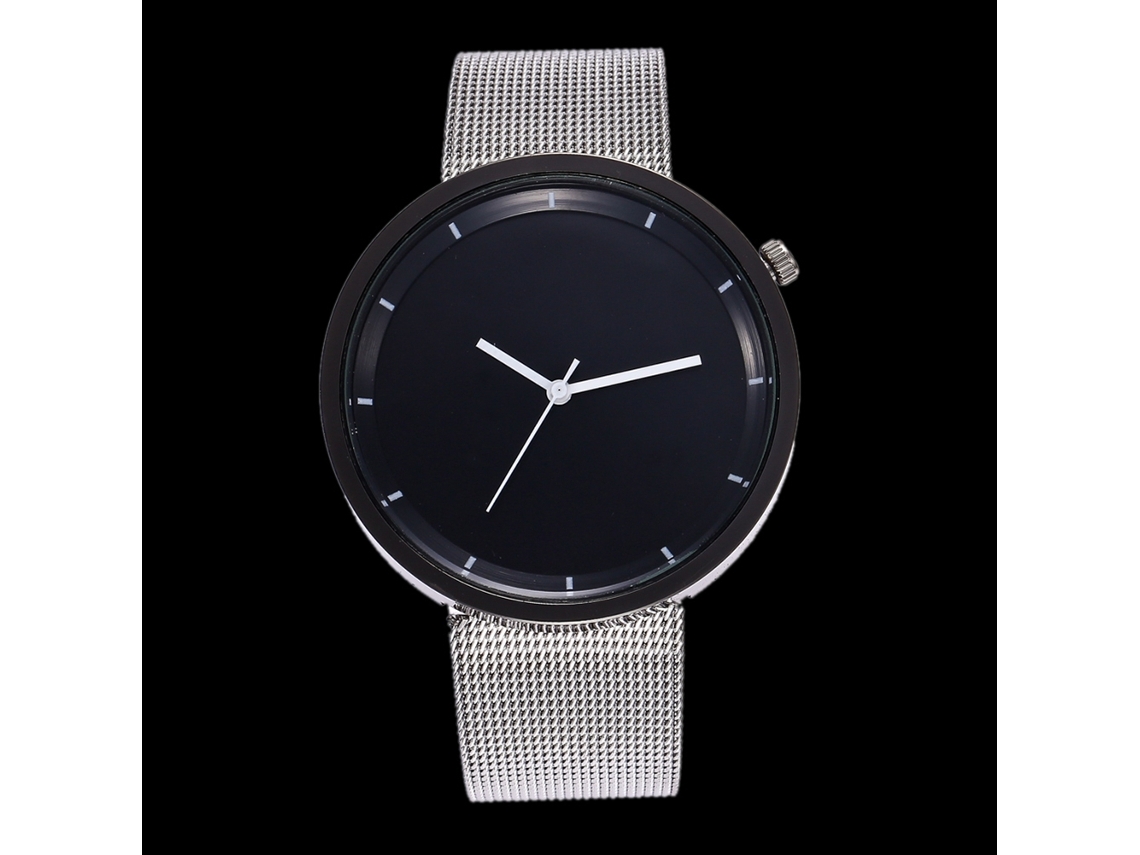 Relógio de quartzo Zhoulianfa com pulseira de malha de liga metálica simples para homens e mulheres.