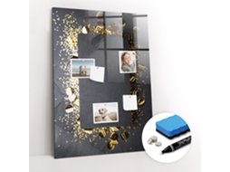 Quadro De Vidro Magnético Confetes Dourados Para O Escritório Espelharte (70x100 Cm)