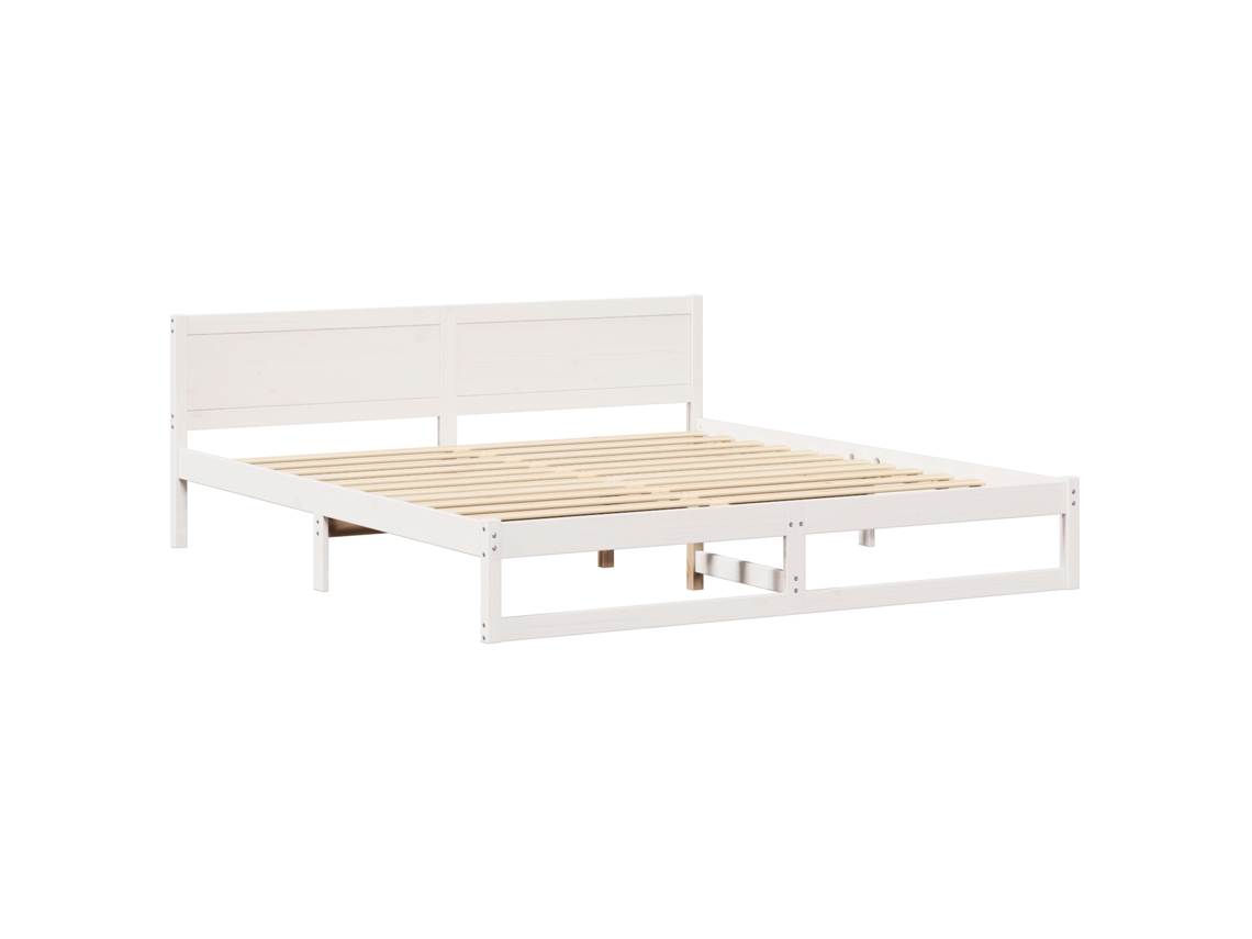 Conjunto 1 Estrutura De Cama Moderna Vidaxl Branco Madeira De Pinho Maciça (200 X 200 Cm)