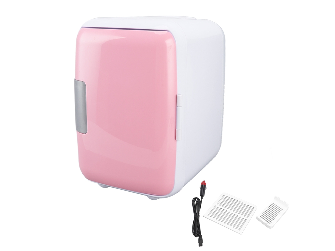 Geladeira mini portátil 4l, com partição removível, para comida e cosméticos, rosa | S/MARCA