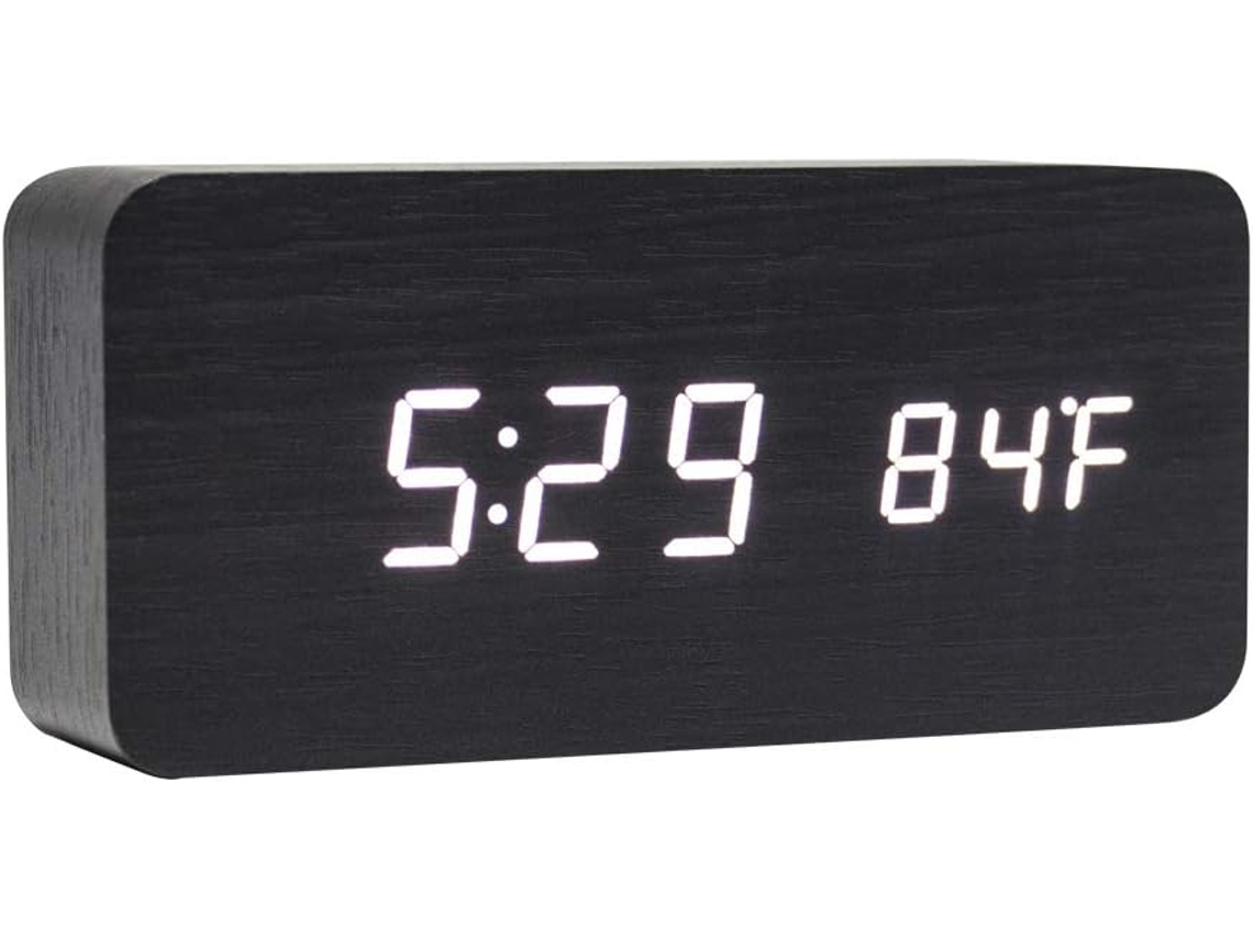 Despertador digital multifuncional Brilvibera com LED e visor de hora/dia.