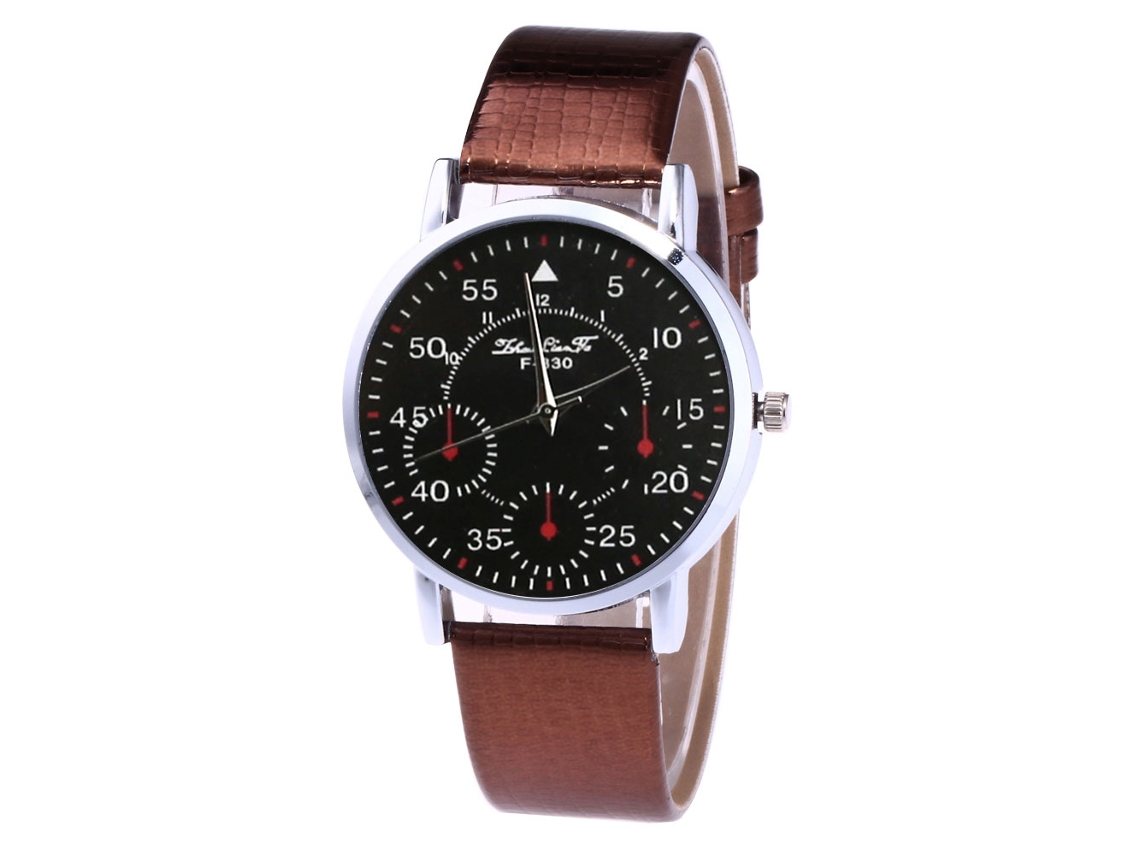 Relógio Zhoulianfa Fashion Quartz, estilo vintage, com pulseira de couro PU marrom.