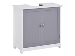 Armário de Banheiro sob pia, 2 Portas, Prateleira, Escuro, 60x30x60 Cm Cinza | S/MARCA