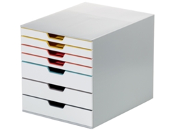 Caixa Gaveta Durável A4 - Varicolor Mix - 7 Compartimentos - Branco E Multicolor