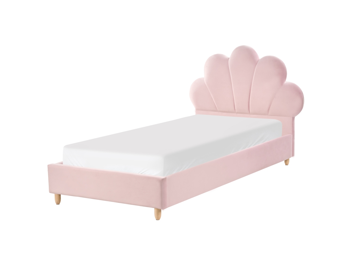 Cama Infantil Beliani Neulise De Terciopelo Rosa 115x213x104