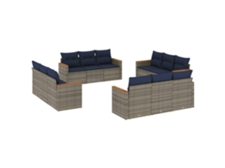 Conjunto de Sofá de Jardim, 12 Peças, Almofadas, Rattan Cinza MAISON EXCLUSIVE