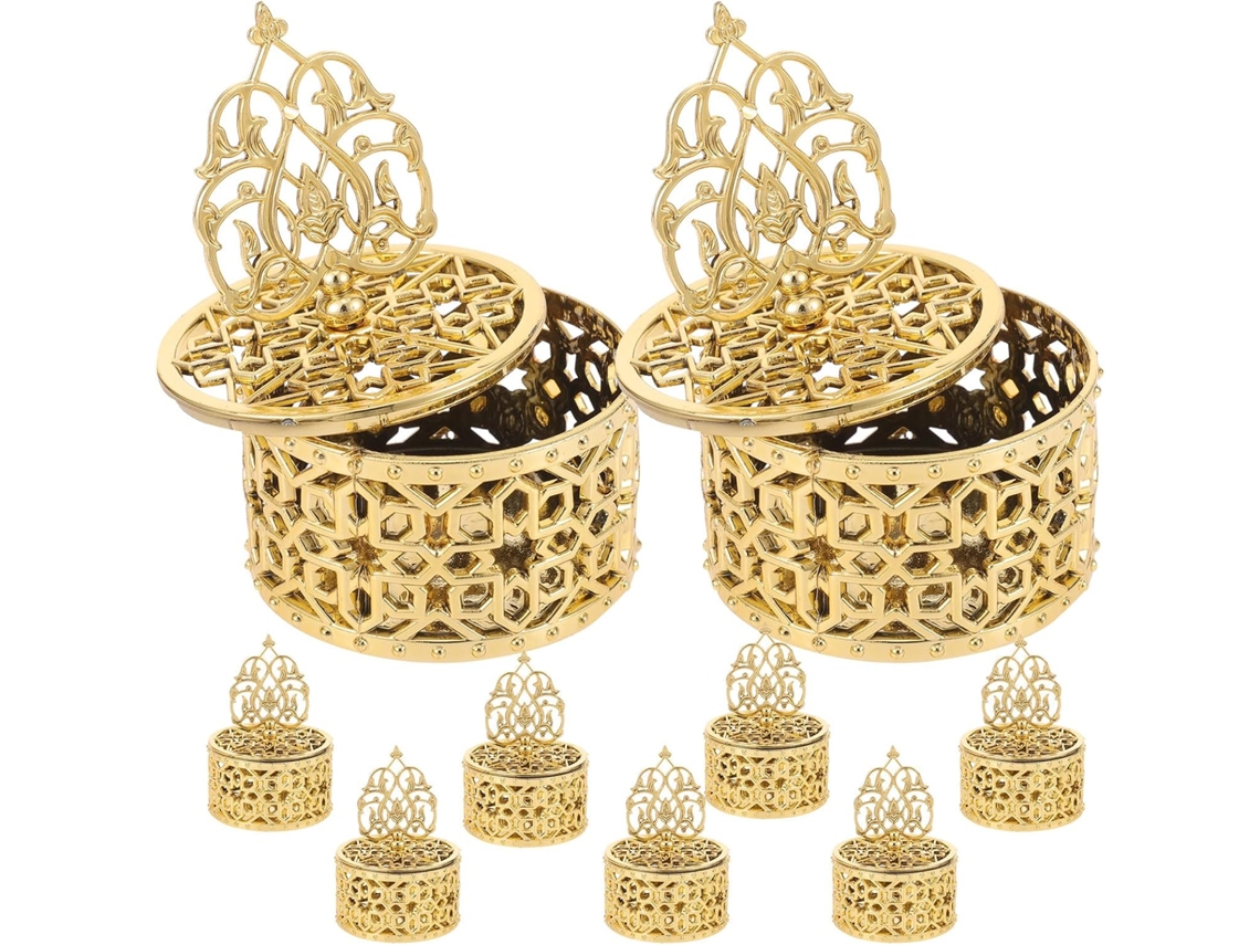 Caixa De Doces Fuoyloo Em Plástico Dourado Estilo Europeu, Design Clássico E Elegante Para Celebrações Festas, Pacote