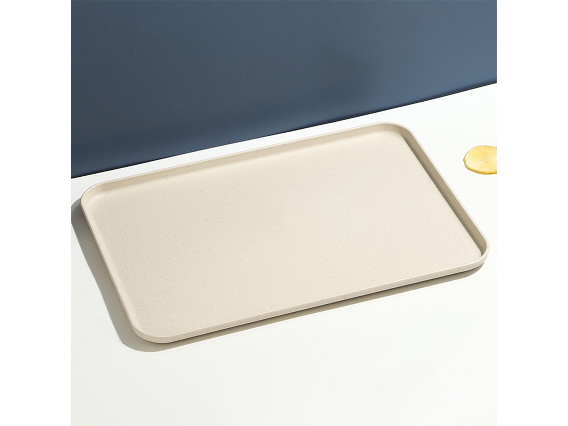 Bandeja Retangular de Plástico para Uso em Restaurantes e Residências, Ideal para Colocar Chá e Copos. MDUG (bege G)