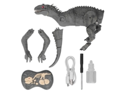 Brinquedo Dinossauro Com Controle Remoto 2.4g, Spray, Som, Luz E Caminhada Simulada Inteligente Para Crianças, Cinza